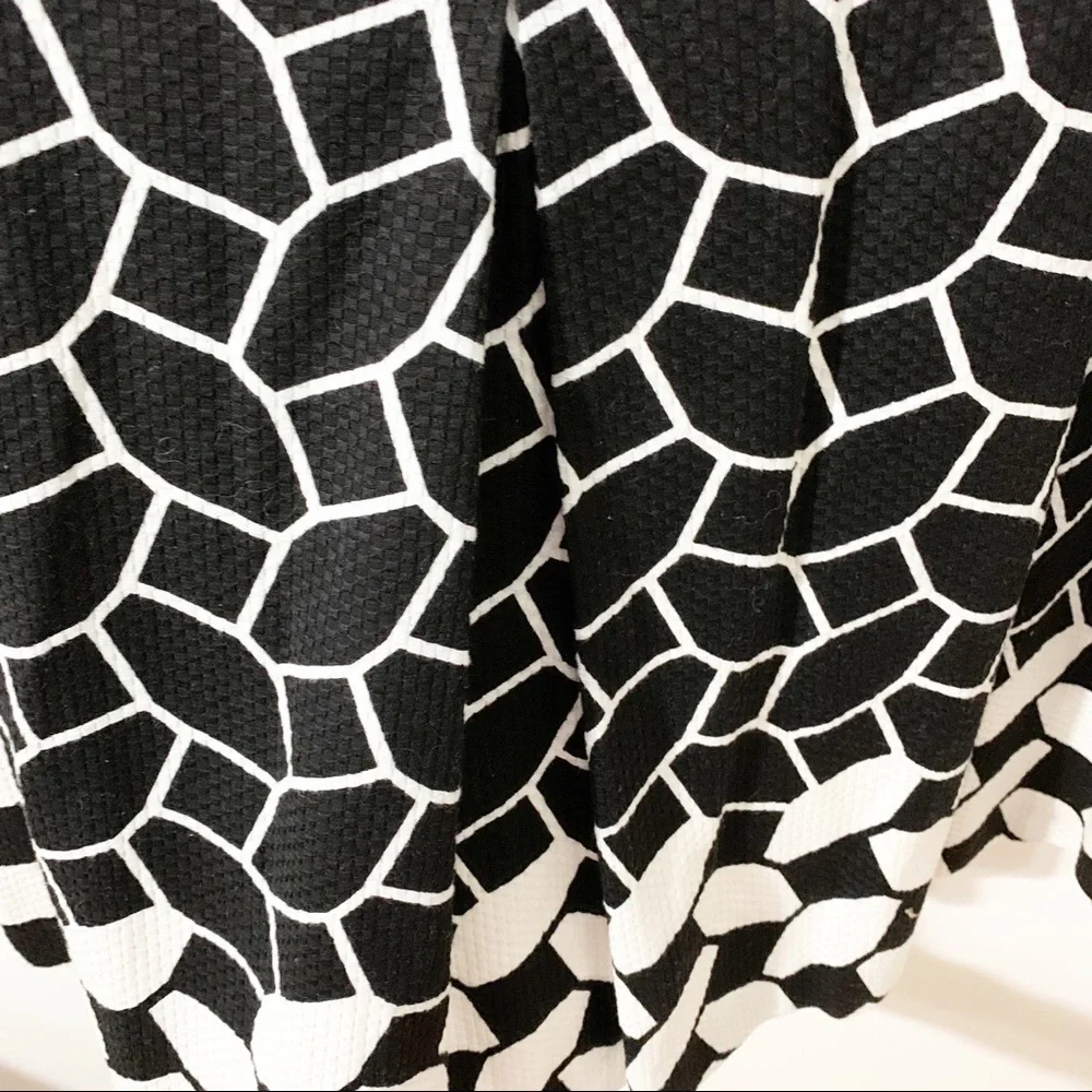 Talbots Geometric Shape Printed A-line Cotton Skirt Front Pleating Invisible Zip - Picture 7 of 14